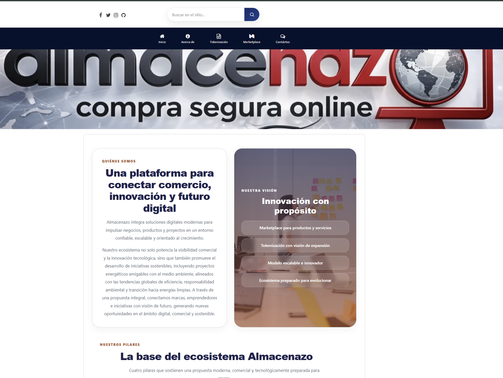 Mockup conceptual del ecosistema Almacenazo